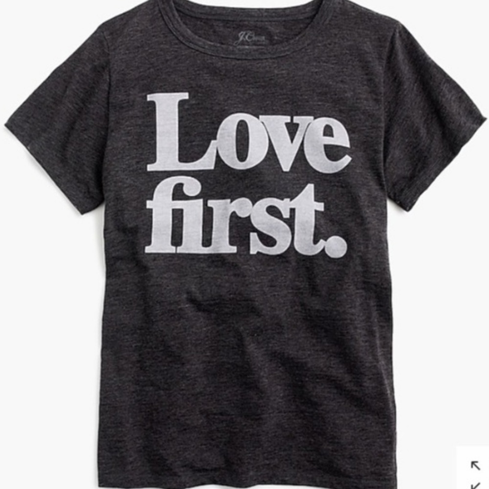 J Crew Love First Gray Short Sleeve Graphic Tee